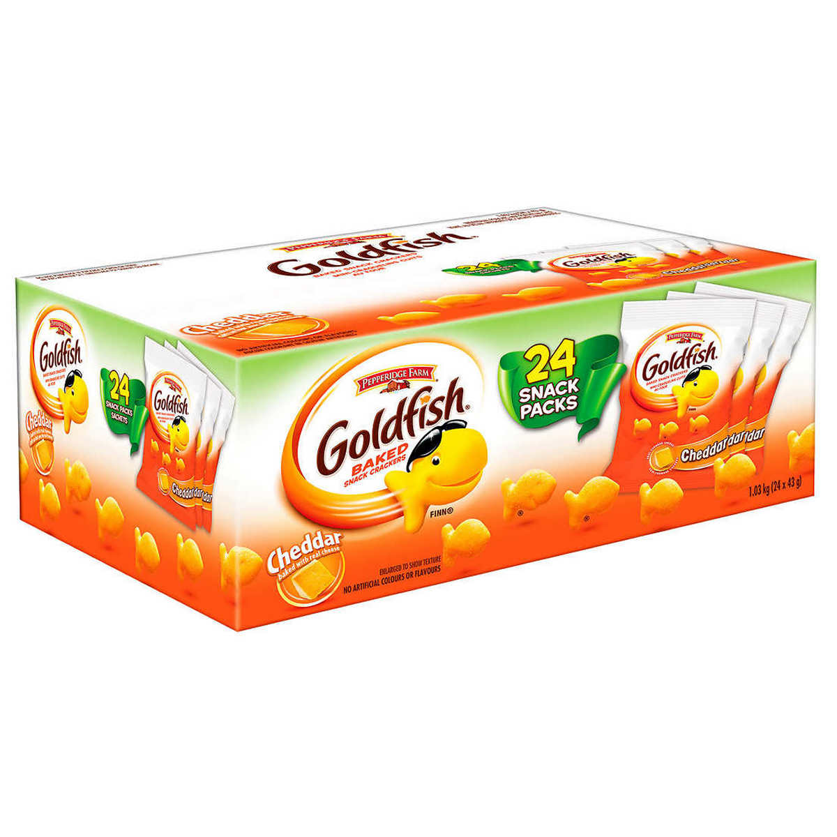 Goldfish Baked Snack Cheddar Crackers, 24 × 43 g (1.5 oz.)