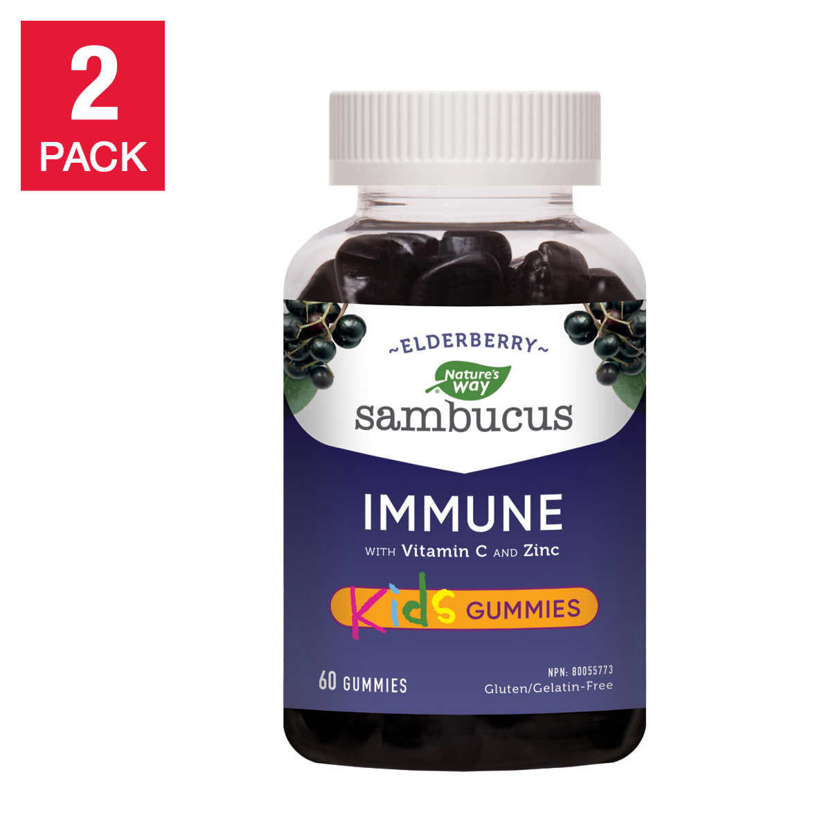 Sambucus Kids Elderberry Cold and Flu Care, 2 x 60 Gummies