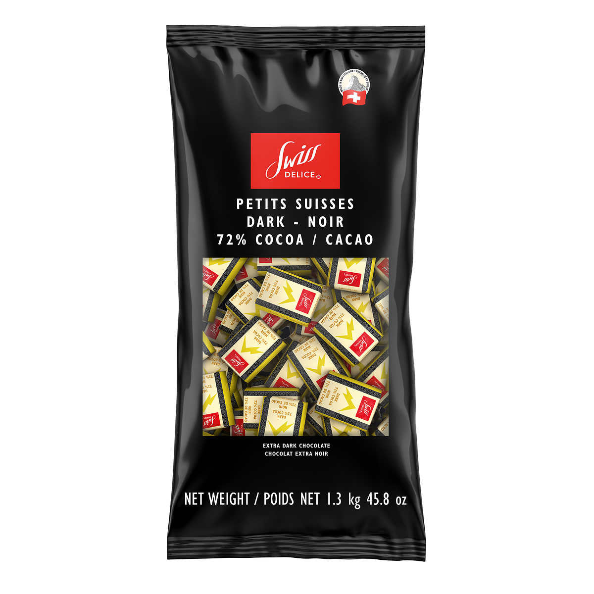 Chocolat noir Swiss Delice 72% de cacao, 1,3 kg