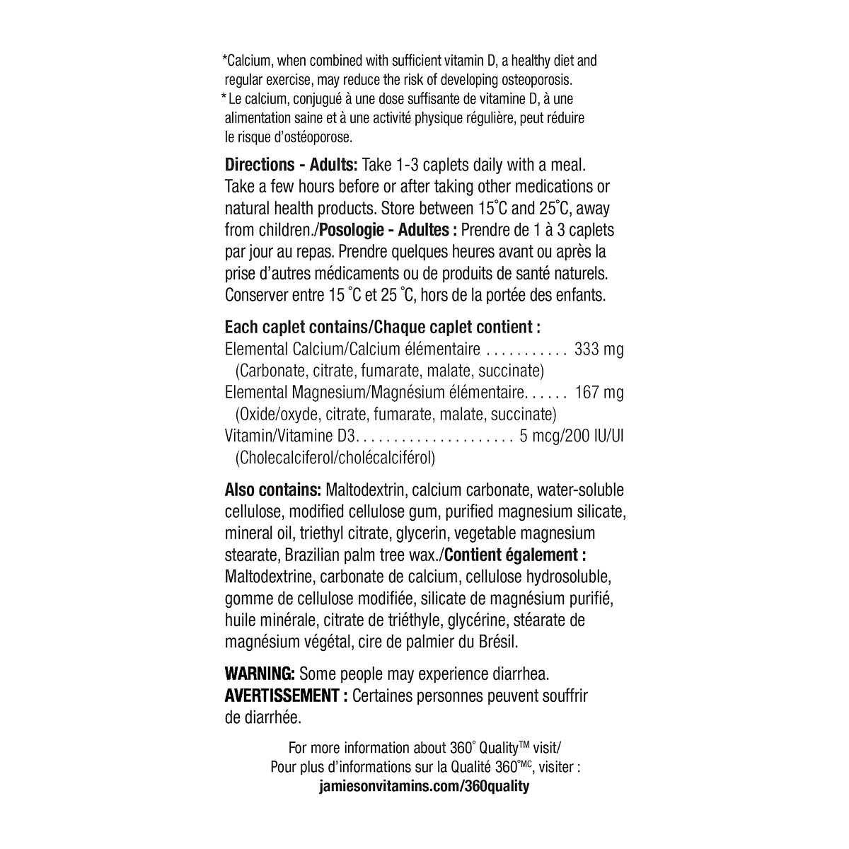Jamieson Calcium Magnesium with Vitamin D3, 500 Caplets