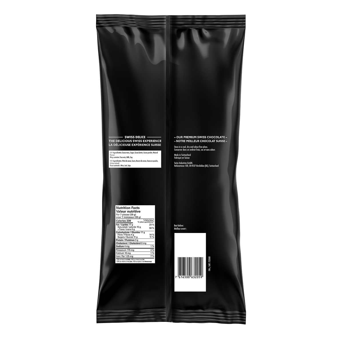 Chocolat noir Swiss Delice 72% de cacao, 1,3 kg