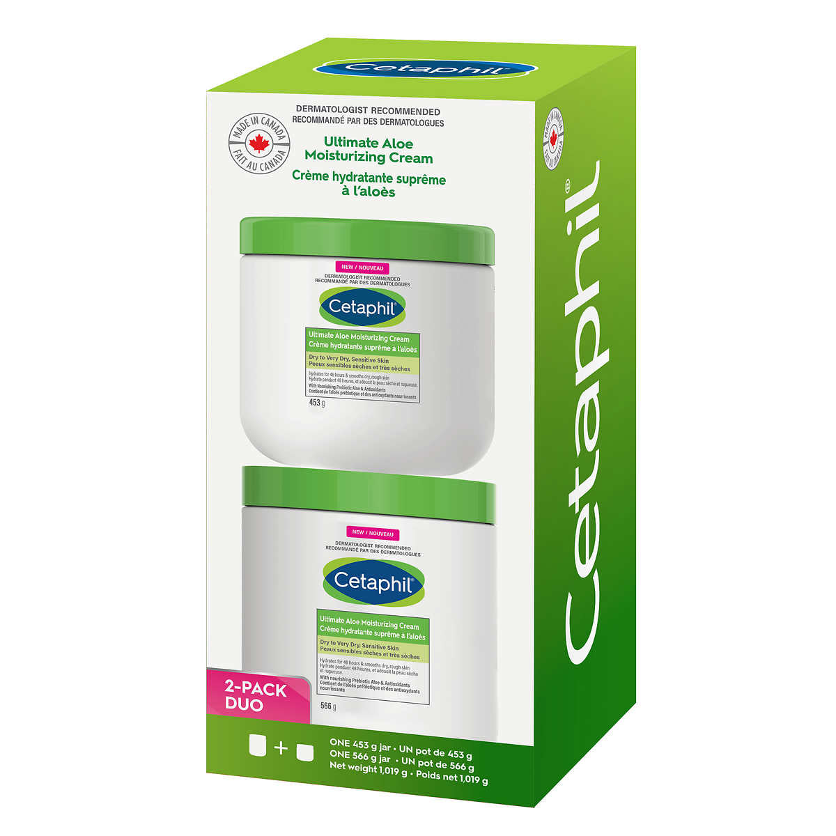 Cetaphil Ultimate Aloe Moisturizing Cream, 566 g and 453 g