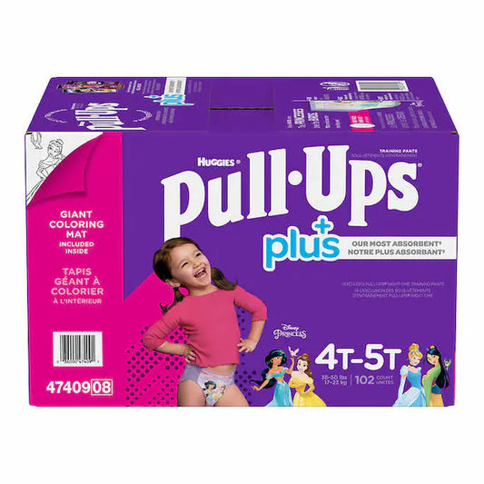 Huggies Pull-Ups Plus Training Pants 4T to 5T Girl, 102-pack