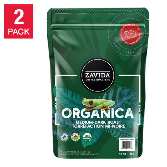 Zavida Organica Café biologique en grains entiers, 2 x 907 g