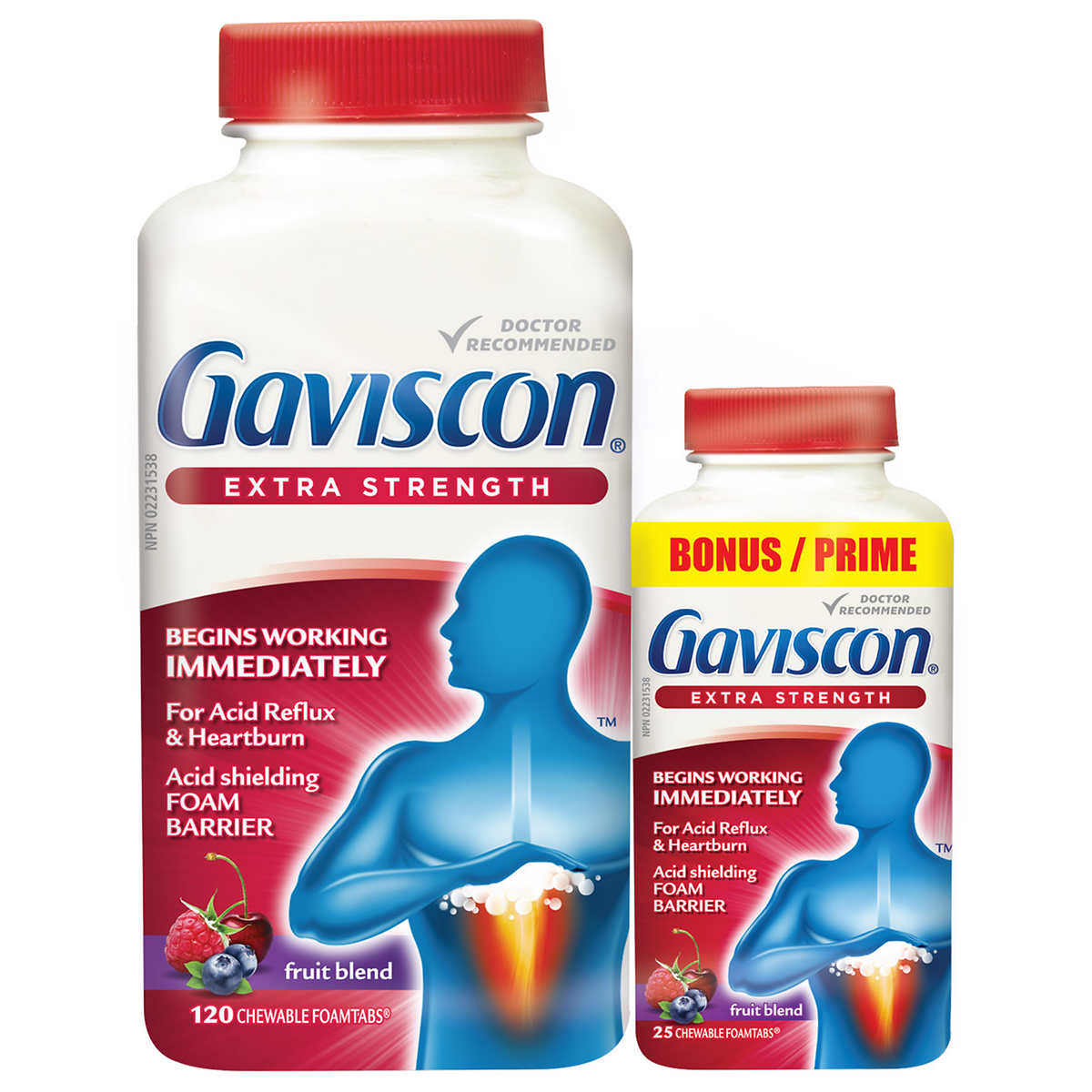 Gaviscon Extra Fort Pour Reflux Acide, 120 + 25 Comprimés à Croquer