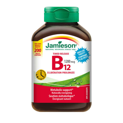 Jamieson Vitamine B12 1 200 mcg à libération prolongée, 200 comprimés 