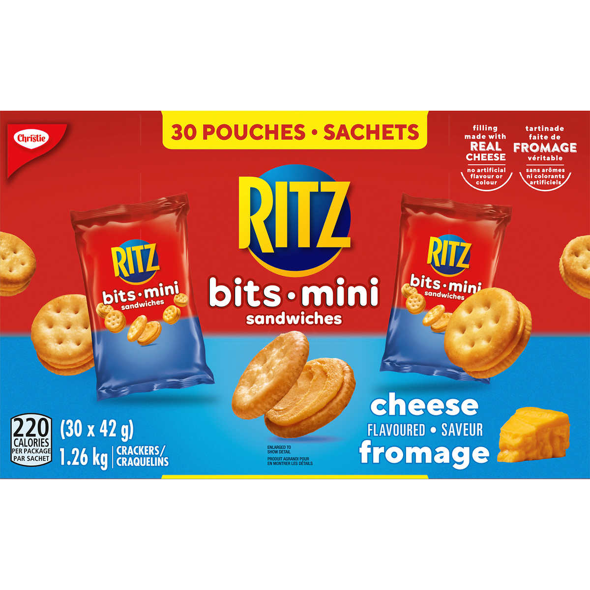 Mini sandwichs Ritz Bits, aromatisés au fromage, 42 g, 30 pièces