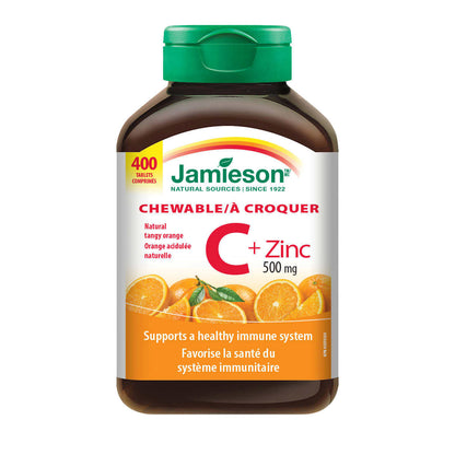 Jamieson Chewable Vitamin C + Zinc, 500 mg, 400 Tablets