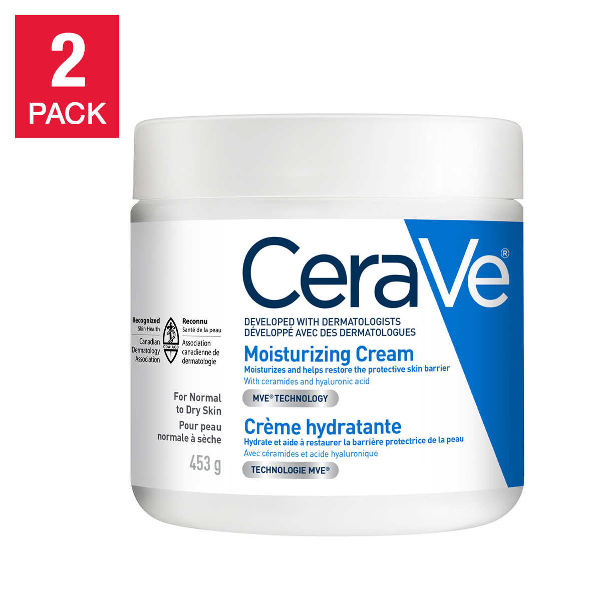 CeraVe Crème hydratante, 2 x 453 g 