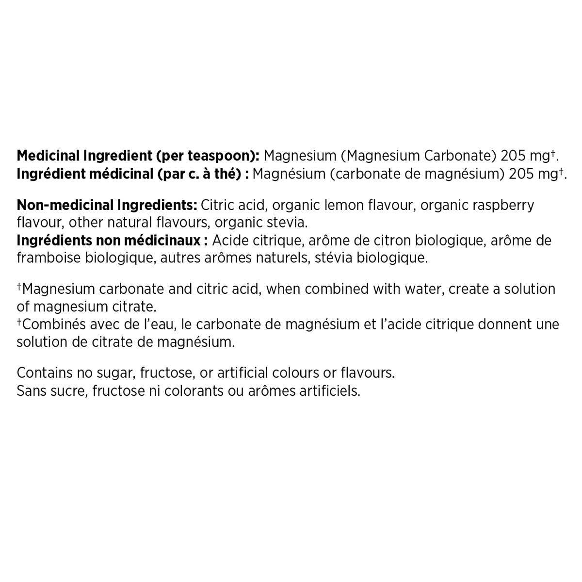 Natural Calm Magnesium Powder Organic Raspberry Lemon - 567 g Powder