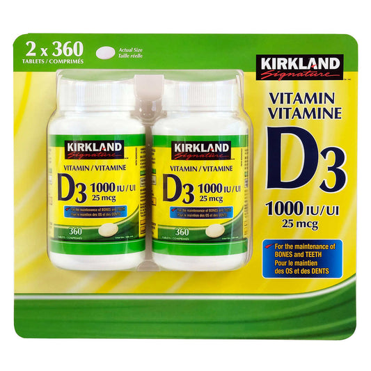 Kirkland Signature Vitamin D3 1,000 IU, 2 x 360 Tablets